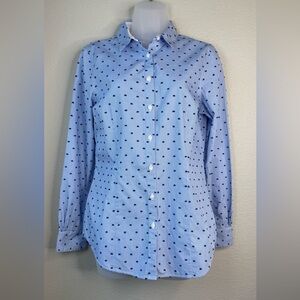 Brooks Brothers Tailored Fit Blue Striped Polka Dot Cotton Shirt‎ Size 8